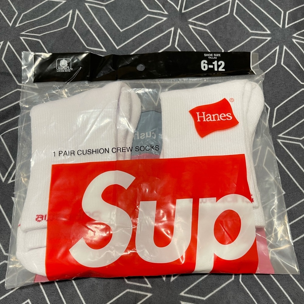 White Supreme Socks fit sizes 6 - 12